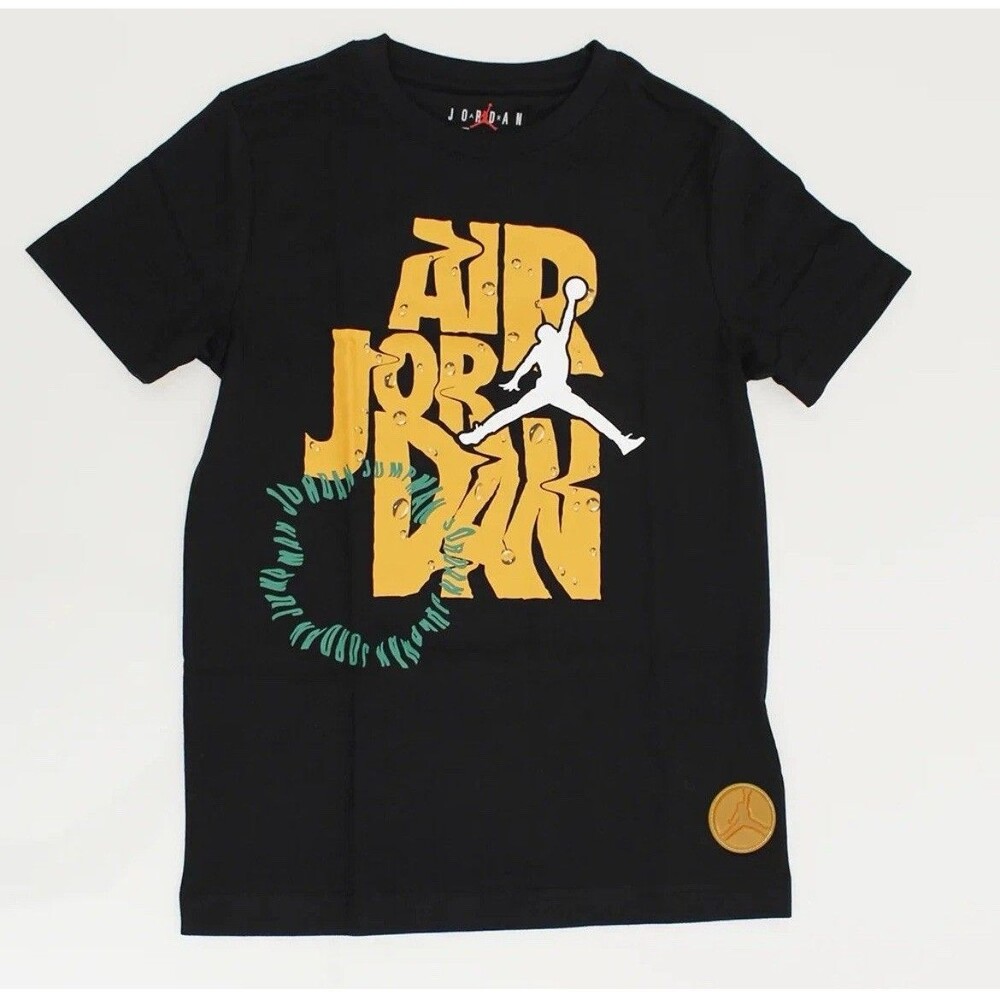 Air Jordan Fuel up Cool Down T-Shirt Kids Medium Black Graphic Crew Neck SRT219